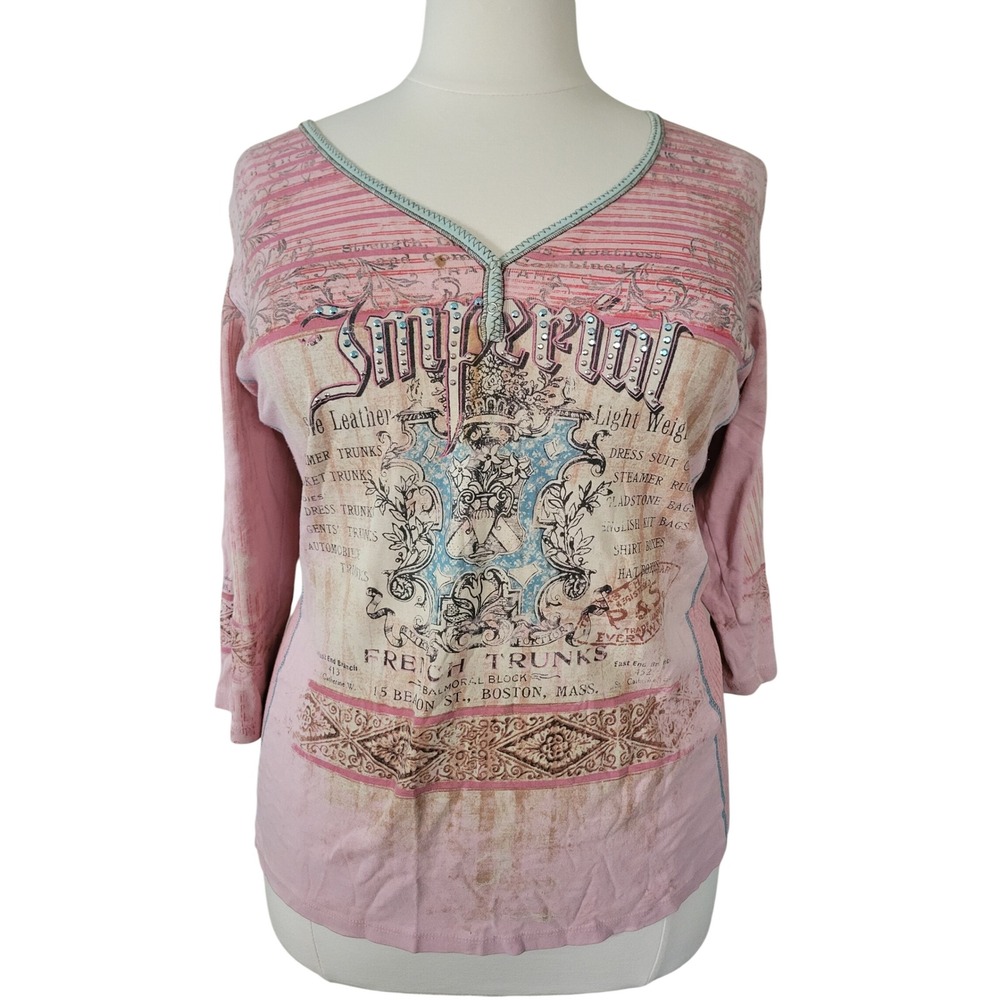Vanilla Sugar 3X Pink Imperial French Trunks Graphic Top Rhinestone 100% Cotton